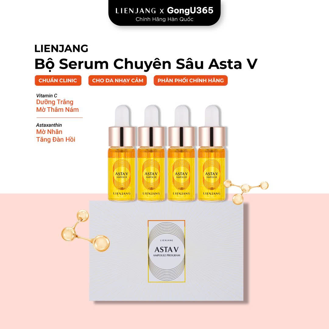 LIENJANG ASTA V AMPOULE - Liệu Trình Tinh Chất Chống Lão Hóa Làm Sáng Da - Astaxanthin, Vitamin C Nguyên Chất - 4 Lọ x 10ml - [LJ002]