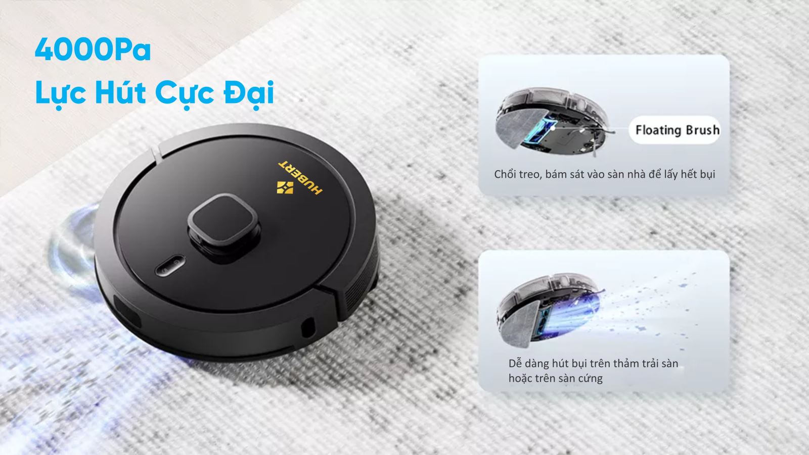 Robot hút bụi lau nhà Hubert HB-S68-W-3 Robot hút bụi lau nhà Hubert HB-S68-W-3