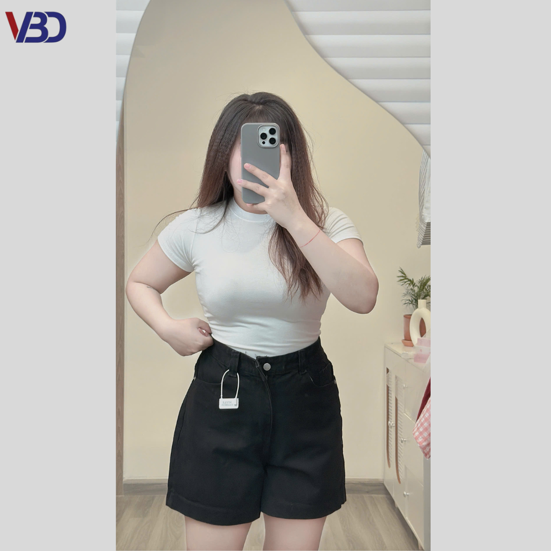 Quần short lửng thêu nơ kaki jean bigsize QSJ049 dành cho nàng béo mập từ 55-90kg