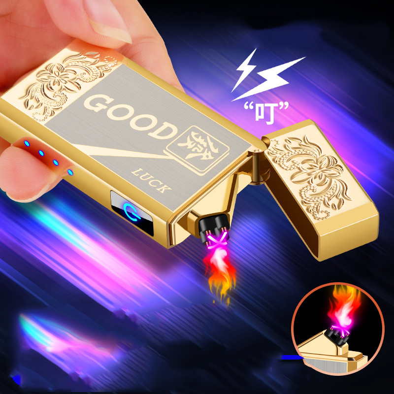 Bật lửa sạc điện DK2210 mạ vàng khắc hình kim cương_thumbnail_2