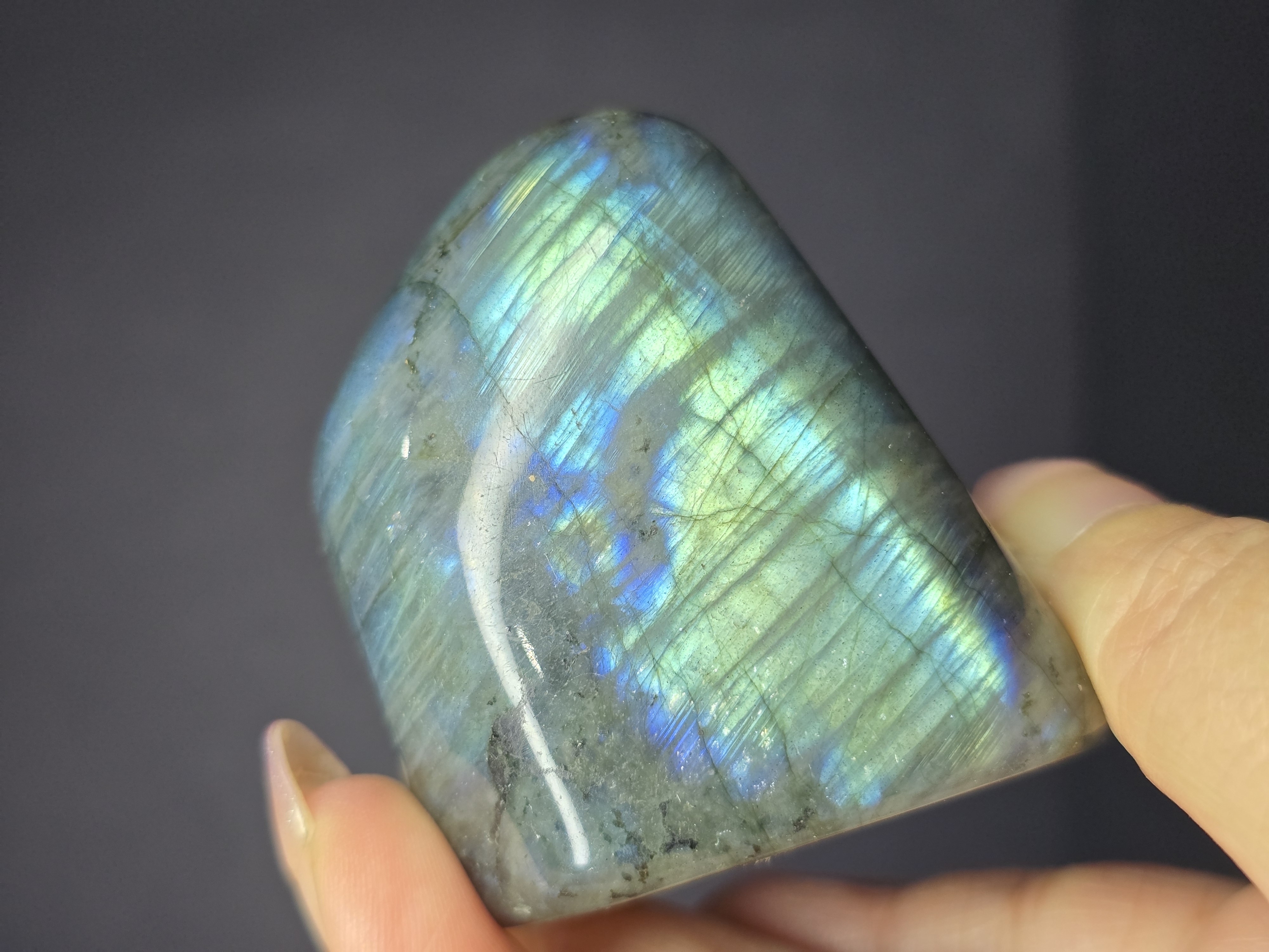 Labradorite / Đá Xà Cừ / Hắc Nguyệt Quang Ánh Vàng Cam Xanh Dạng Freeform Để Bàn_thumbnail_5