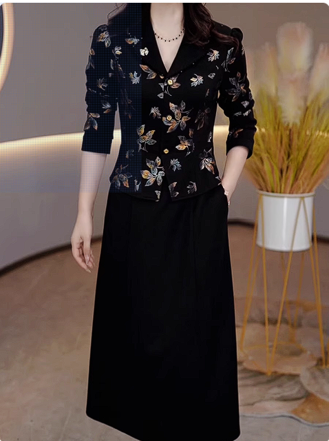 15204-Đầm A xoè  dáng peplum in hoa  3D cổ bẻ cách điệu ( thun mịn)_thumbnail_0