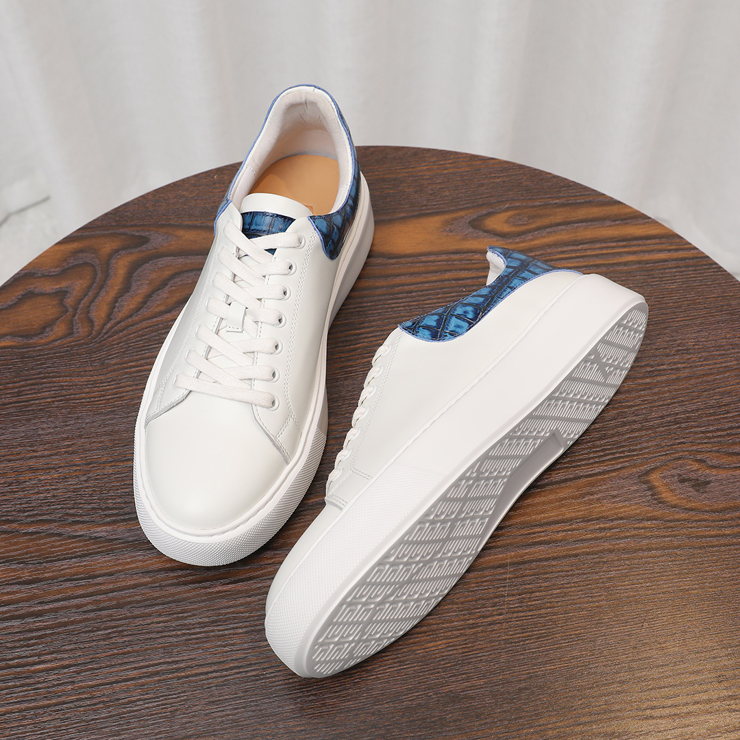 Giày thể thao nam da bò lớp một cao cấp – thiết kế buộc dây trẻ trung – giày trắng phong cách casual thoáng khí – form chuẩn thoải mái – phù hợp đi làm, đi chơi, vận động nhẹ