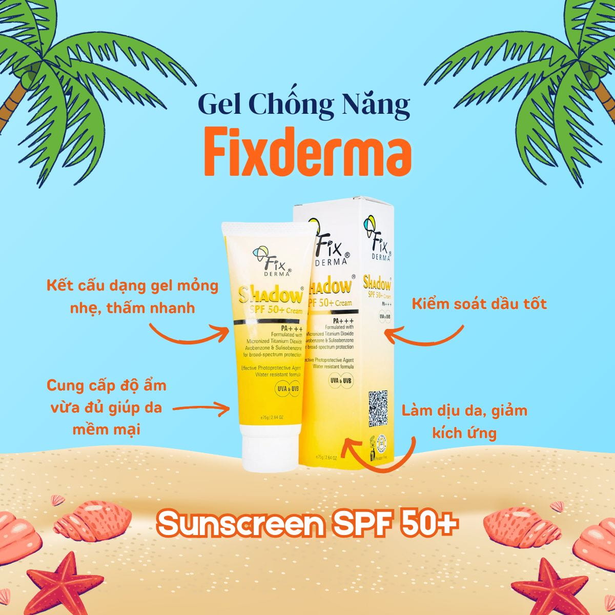 Gel Chống Nắng Fixderma Cho Da Nhờn, Mụn, Nhạy Cảm 75g Shadow SPF 50+ Gel_thumbnail_2