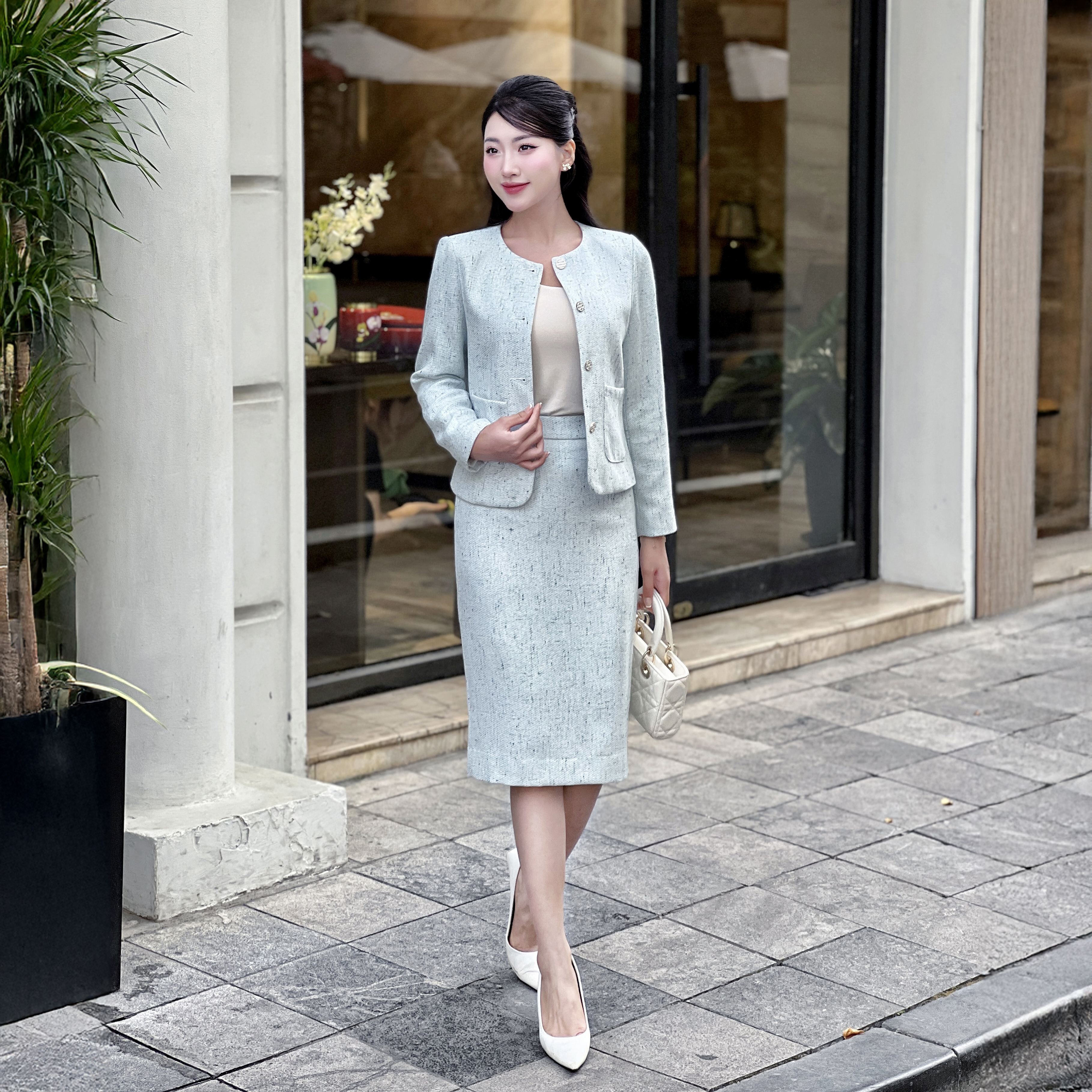 Set Dạ Nữ Narsis M24035 Chất Liệu Tweed Mềm Mịn, Thiết Kế Sang Trọng, Phù Hợp Mặc Tết_thumbnail_5