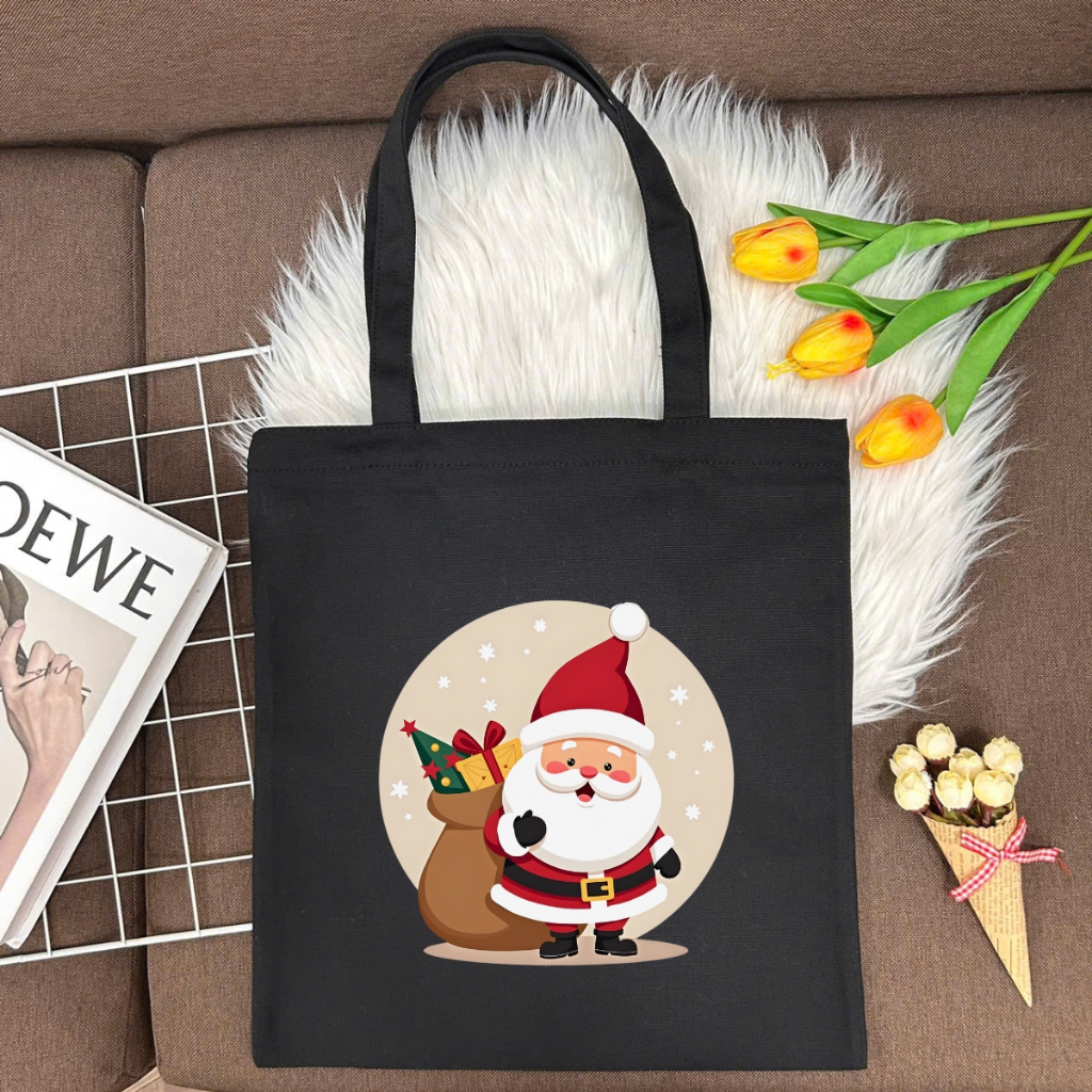 Túi tote vải canvas hình người tuyết, ông già Noel có khóa kéo và ngăn phụ WE TEE - WTU05_thumbnail_18