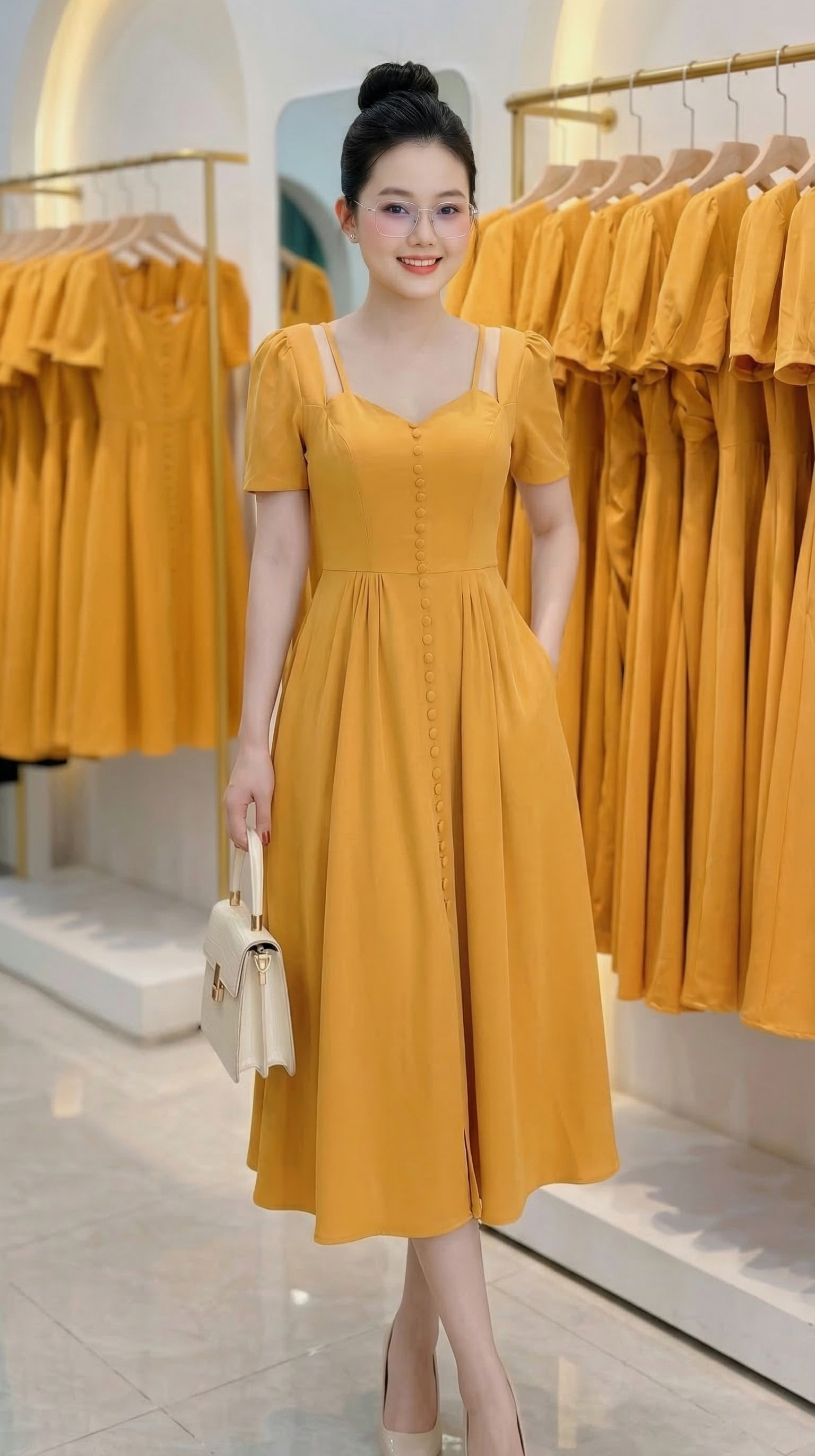 Đầm xòe tiểu thư tay con cut out đính nút_thumbnail_7