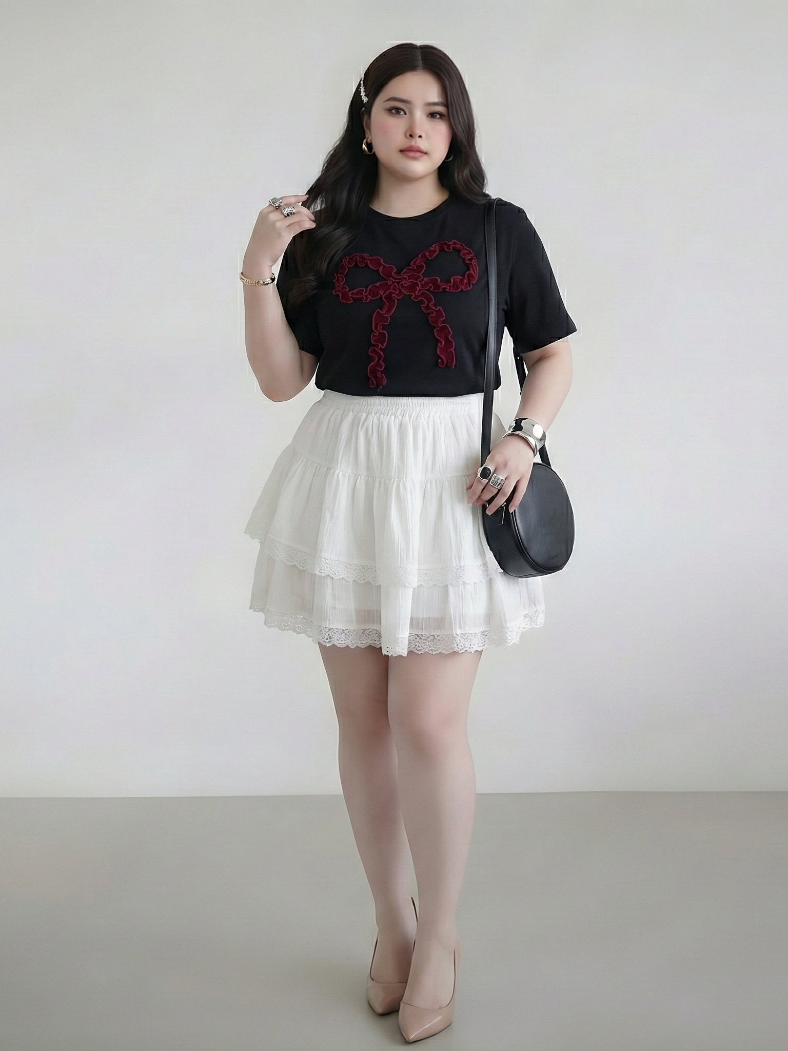 Chân váy ren lưng thun kiểu bigsize CV6010 dành cho nàng béo mập từ 55-90kg