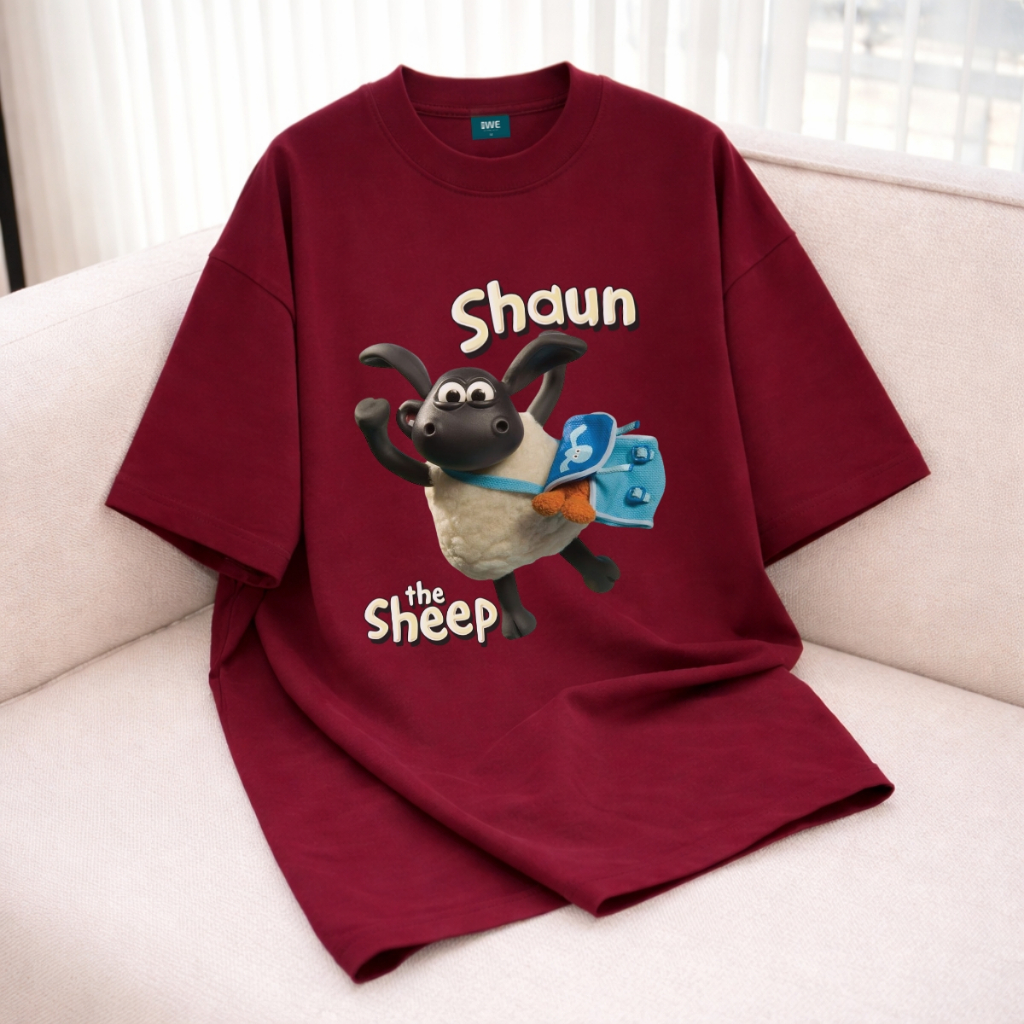 Áo thun unisex UX30-1187 SHAUN THE SHEEP hình cừu đen đeo cặp dáng oversized local brand WETEE_thumbnail_3