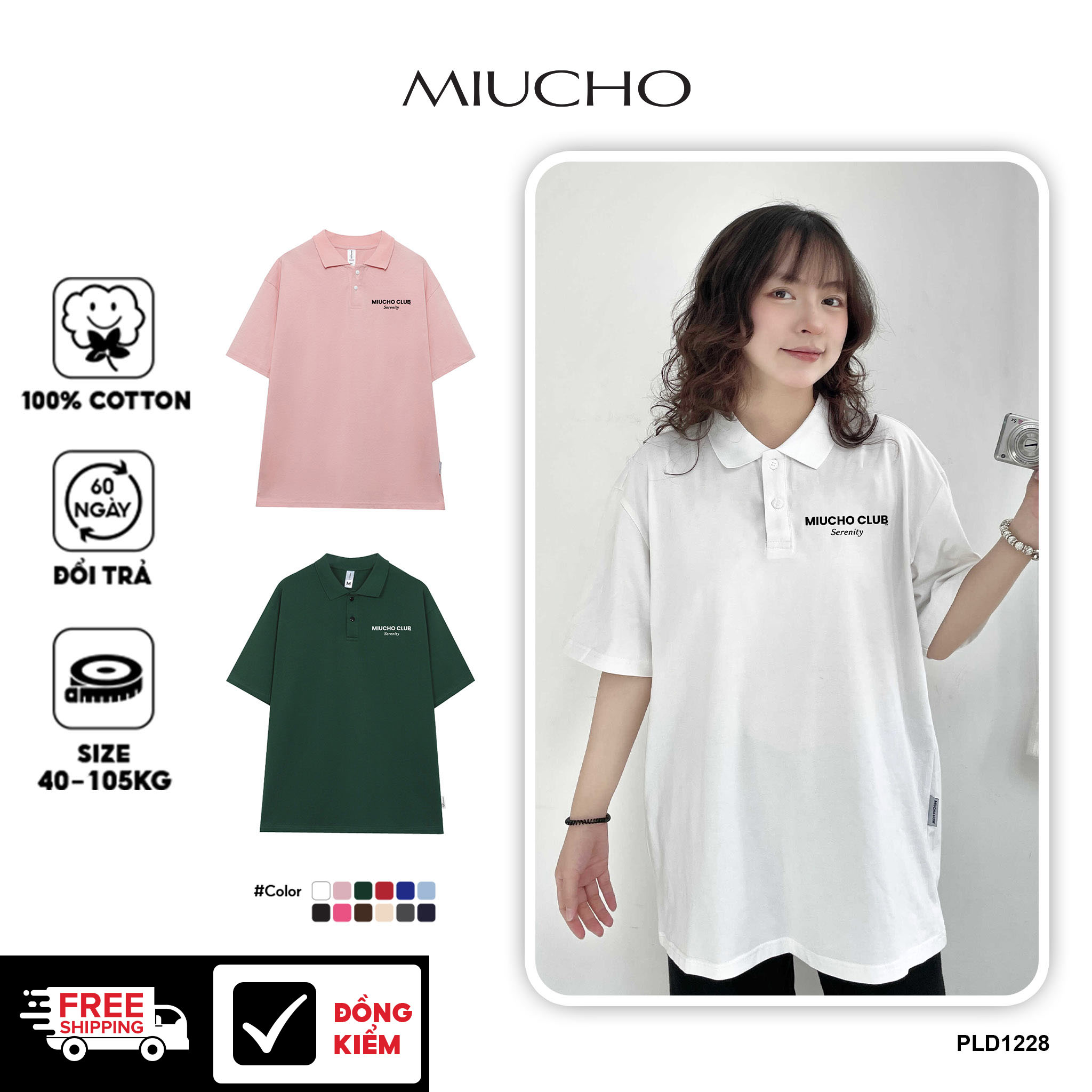 Áo polo form rộng unisex local brand PLD1228 Miucho tay ngắn vải cotton co giản Cổ trụ in basic_thumbnail_1