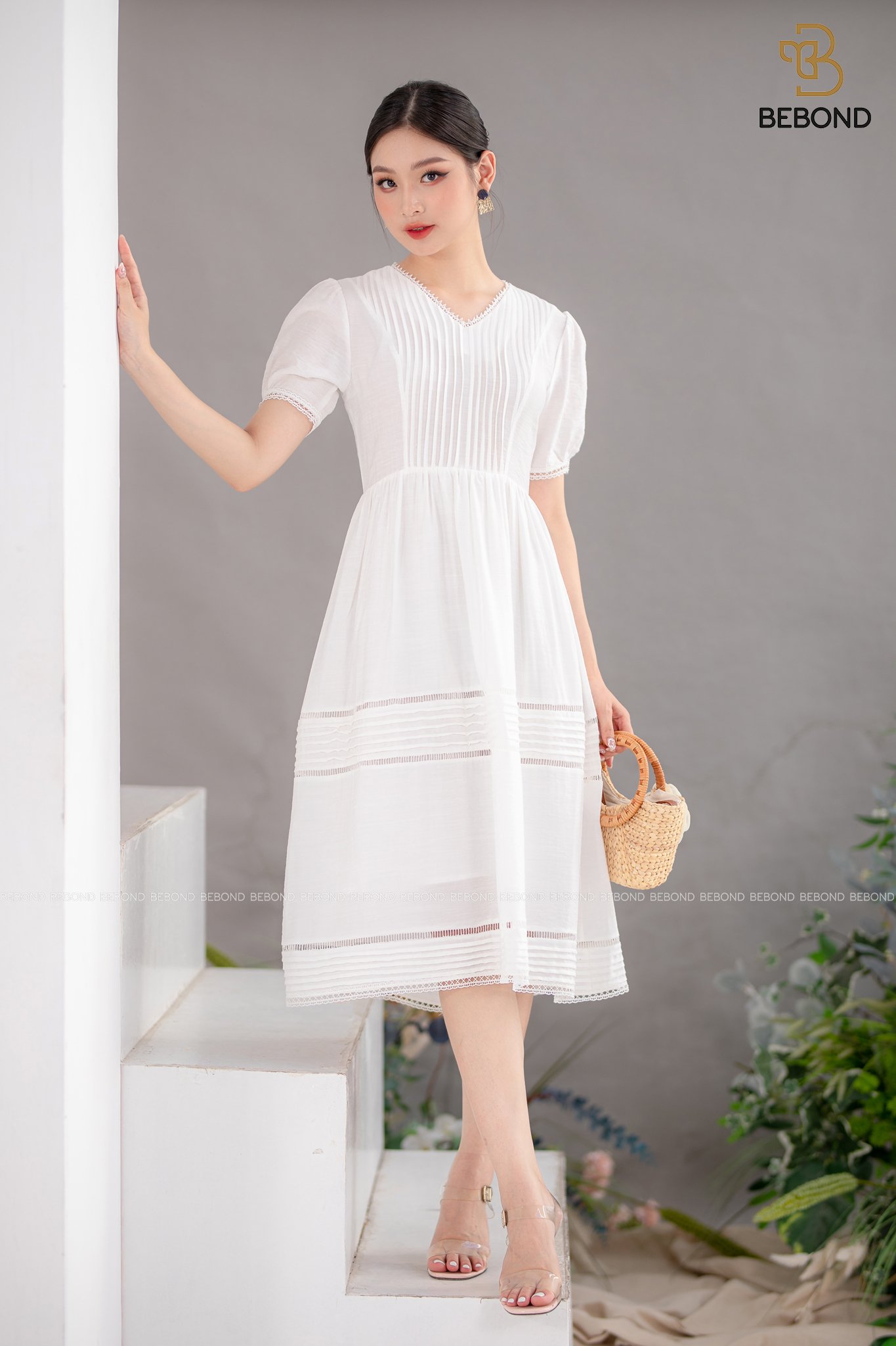 Đầm xòe cổ V màu TRẮNG - Yuna Dress_thumbnail_2