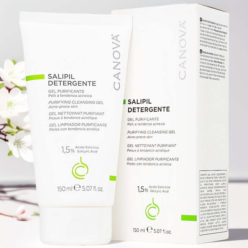 Gel rửa mặt ngừa mụn Canova Salipil Detergente Sifarma 150ml – làm sạch sâu, loại bỏ bã nhờn, ngăn ngừa mụn và hỗ trợ giảm viêm hiệu quả