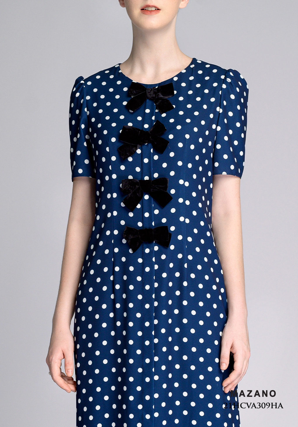 Đầm suông xanh chấm bi chân dập ly_thumbnail_4