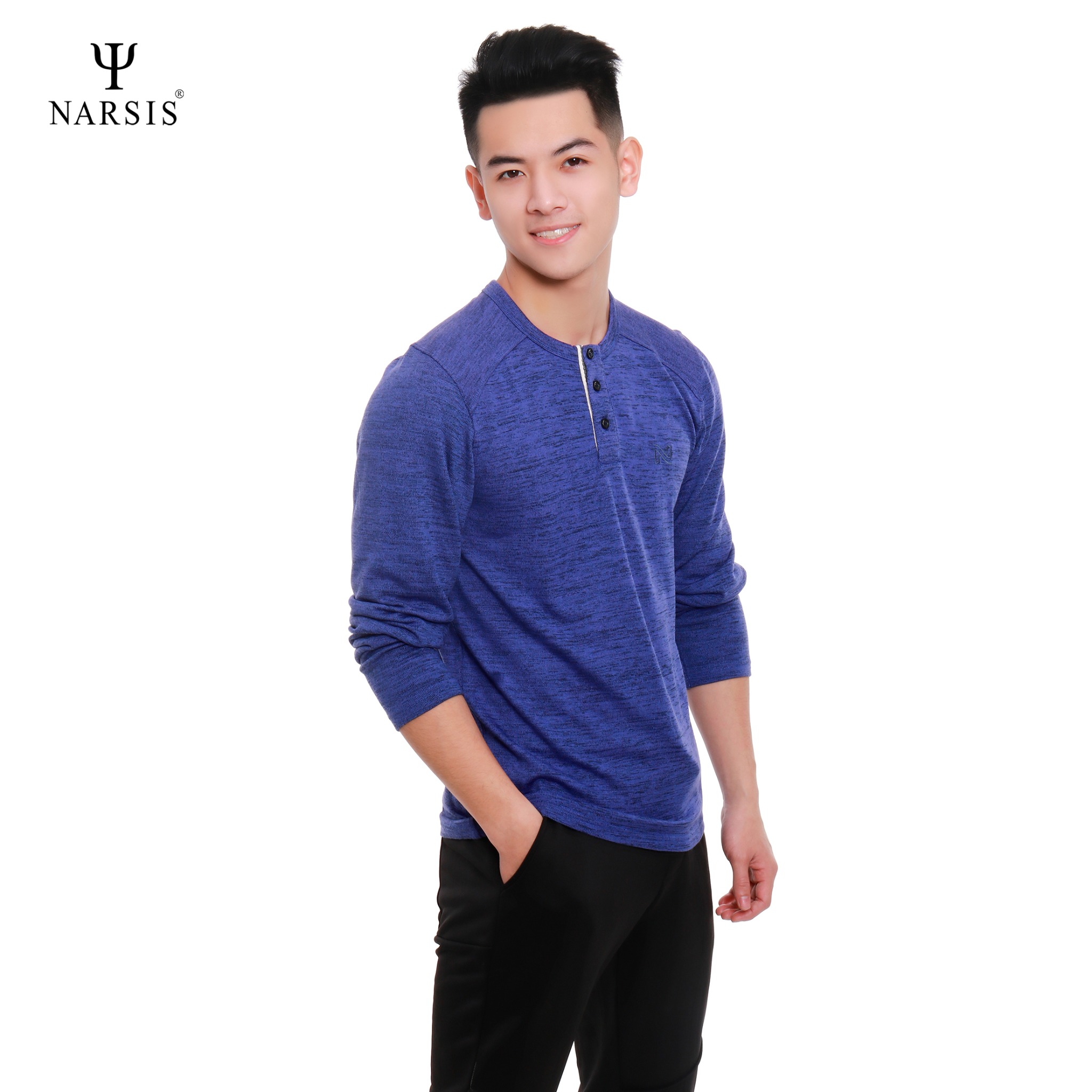 ÁO NAM THU ĐÔNG D7072 NARSIS VẢI LEN COTTON ẤM ÁP, THOÁNG MÁT, GIỮ ẤM TỐT, MỀM MẠI_thumbnail_2