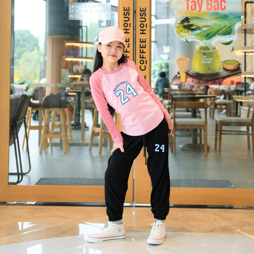 Đồ bộ dài tay bé gái chất liệu Borip in hình 'Basketball 24' -  Loza Kids BZ128_thumbnail_2
