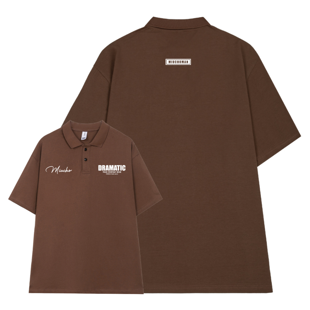 Áo polo nam form rộng PLD287 Miucho Man cotton cổ trụ in typography_thumbnail_8