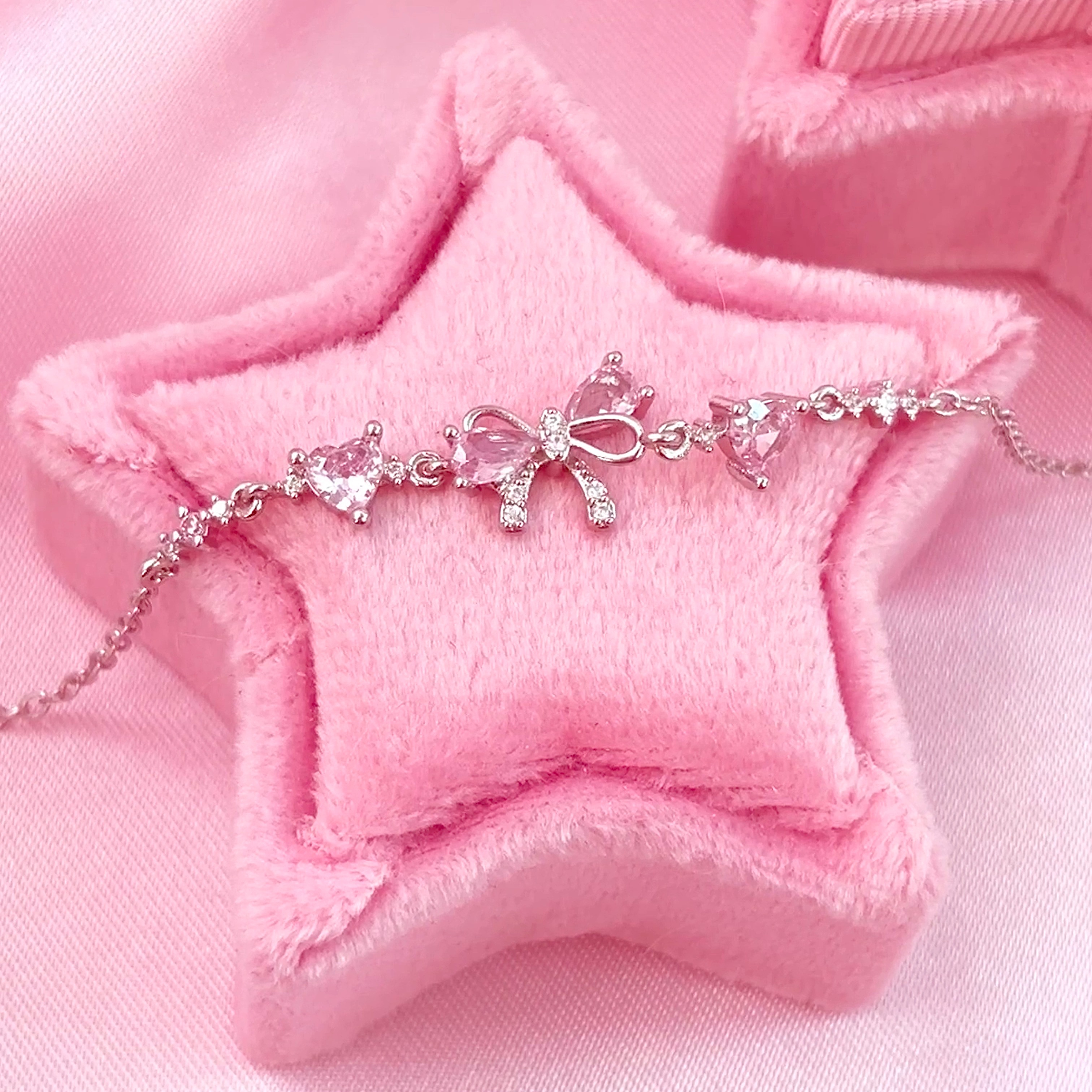 Bộ trang sức Charm nơ Đính đá trái tim_thumbnail_4