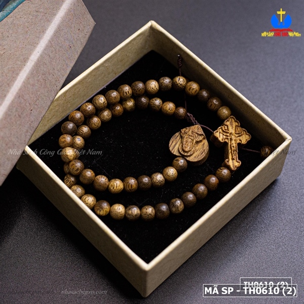 Vòng cuốn tay Thánh Giá Đức Mẹ trầm tốc 6ly