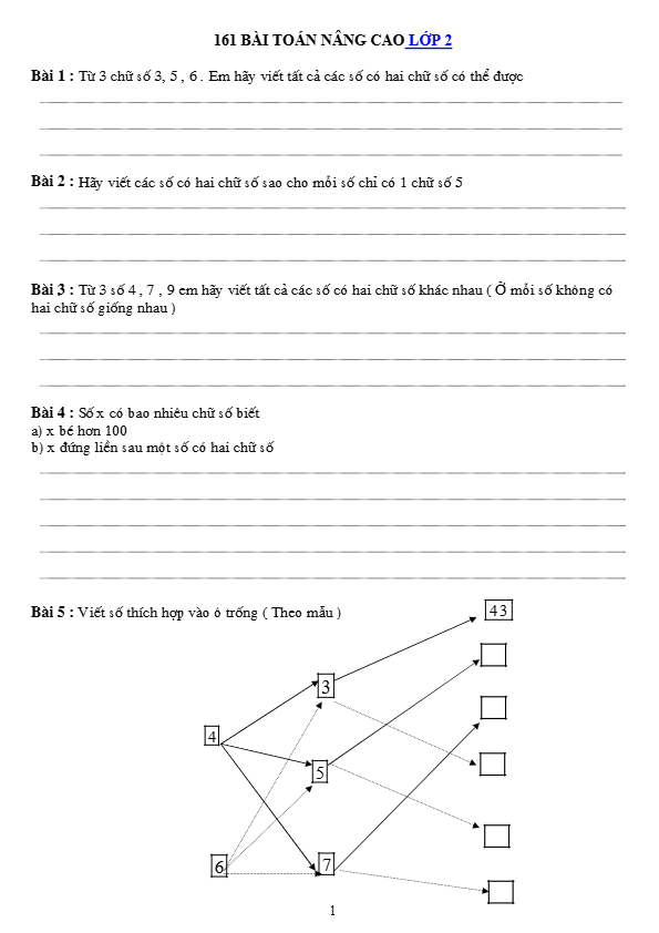161 Bài Toán nâng cao lớp 2