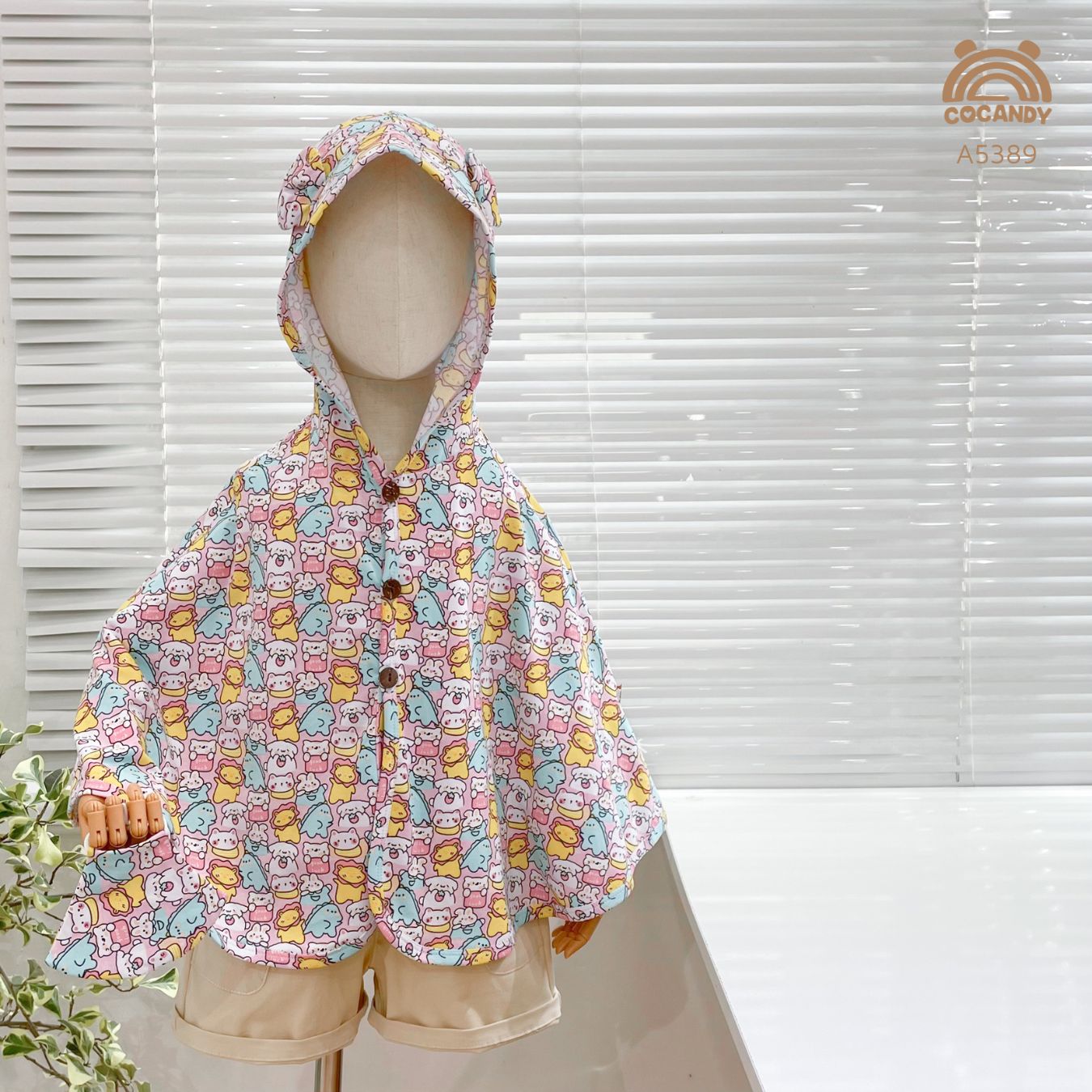 Áo choàng COTTON cao cấp COCANDY động vật HỒNG_thumbnail_3