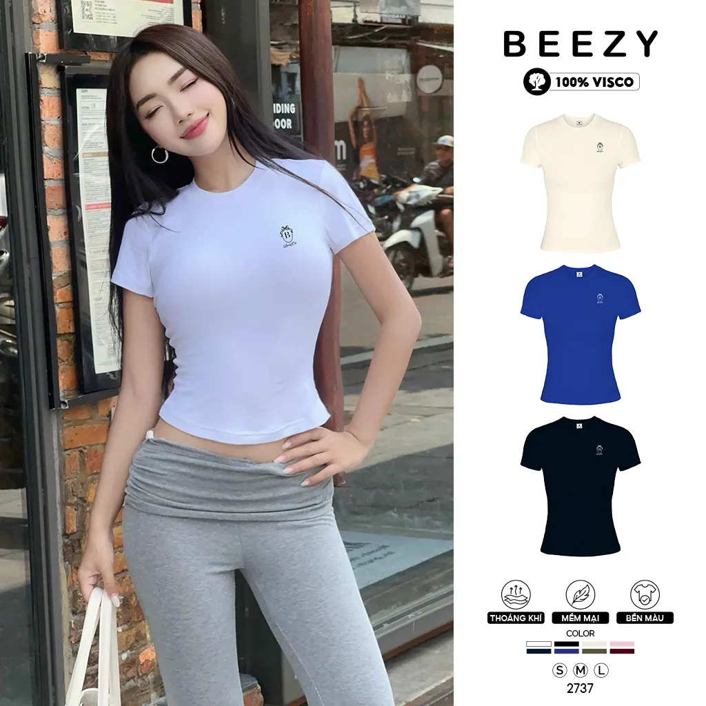 Áo baby tee nữ Miucho vải visco thoáng mát tay ngắn cổ tròn logo local brand in mix nhiều màu 2737