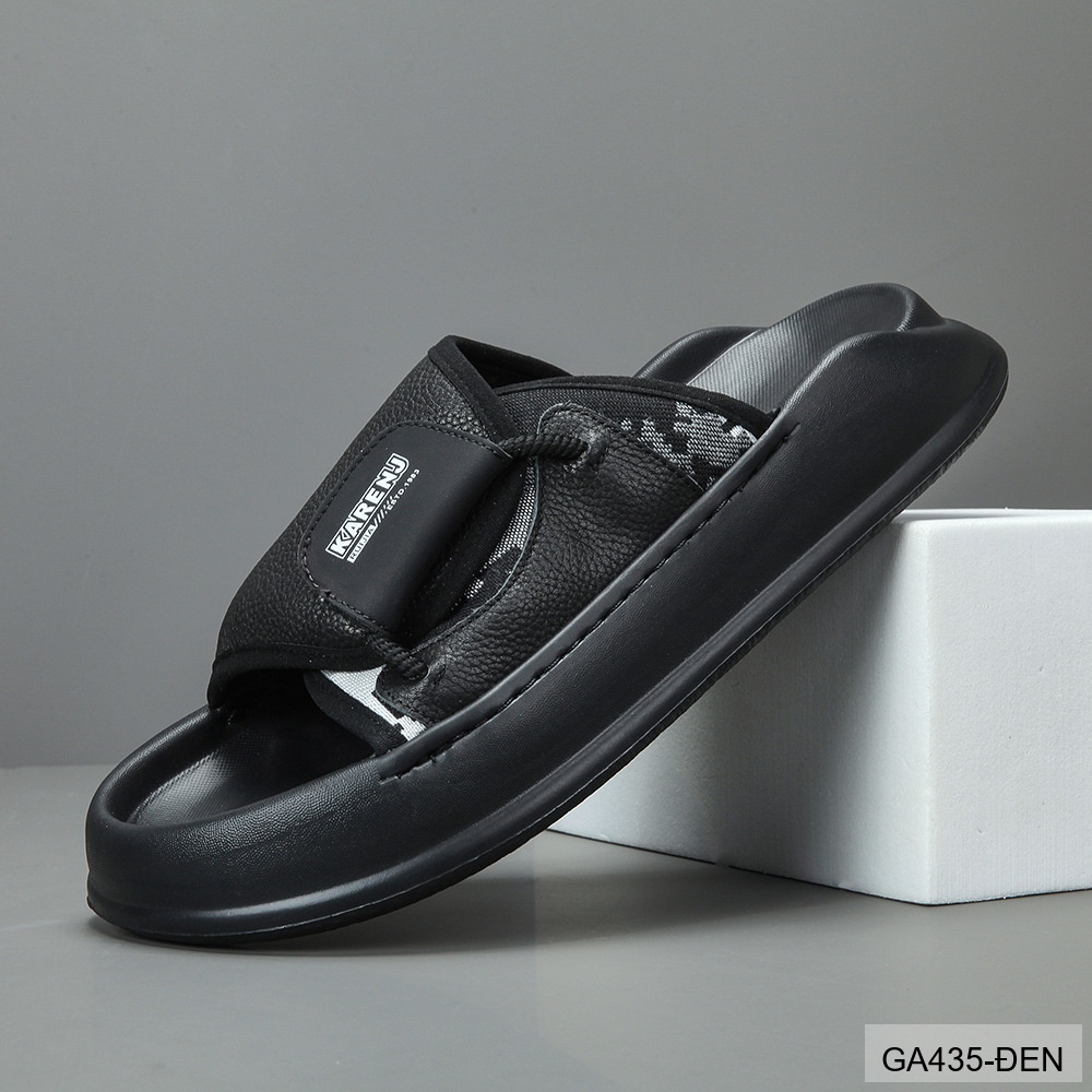 GA435 - Dép nam đế dày thời trang, chất liệu da bò mềm, màu xanh lá và đen_thumbnail_12