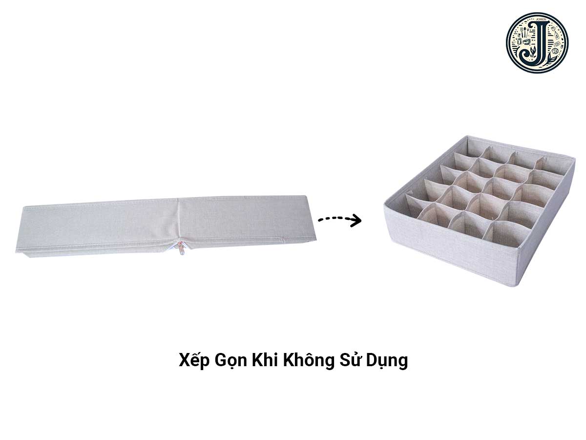 Khay đựng 20 ô Be đồ lót, quần tất chia ngăn gấp gọn J18B_thumbnail_3