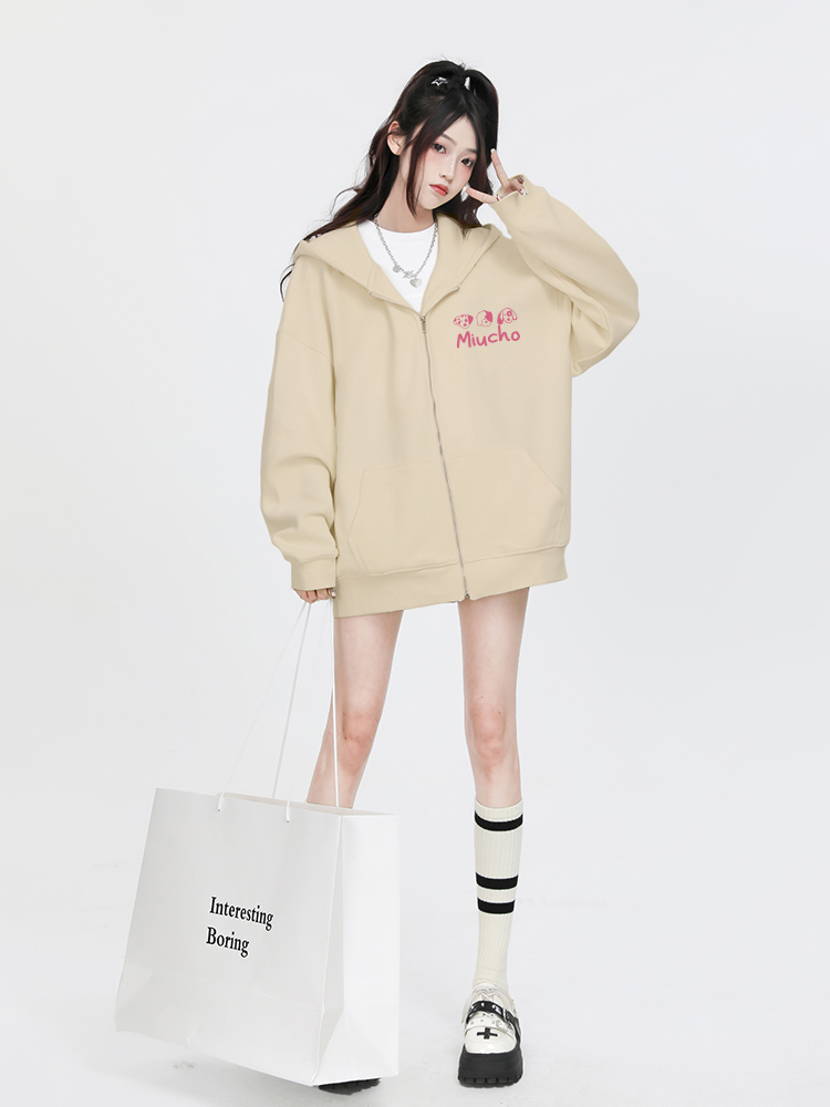 Áo hoodie zip local brand HZD1582 Miucho vải nỉ chân cua dày dặn mủ rộng in mix_thumbnail_2