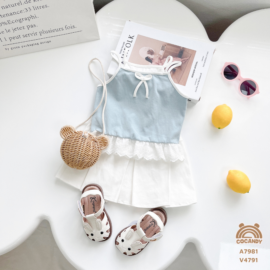 Áo 2 dây XANH đính nơ ngực_thumbnail_1