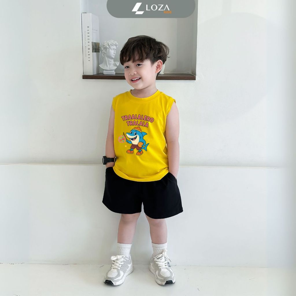 Bộ ba lỗ bé trai Brainrot Tralalero Tralala size từ 15-40kg - Quần áo bé trai Loza Kids BL448_thumbnail_5
