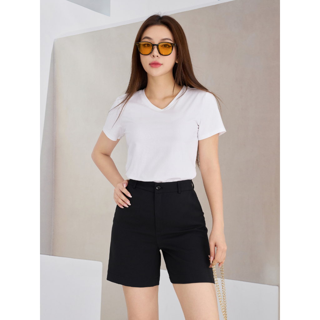 [Form Vừa] Áo phông cổ tim dáng suông vừa - Áo thun nữ cổ V màu trơn thun cotton 4 chiều - PH403308_thumbnail_2