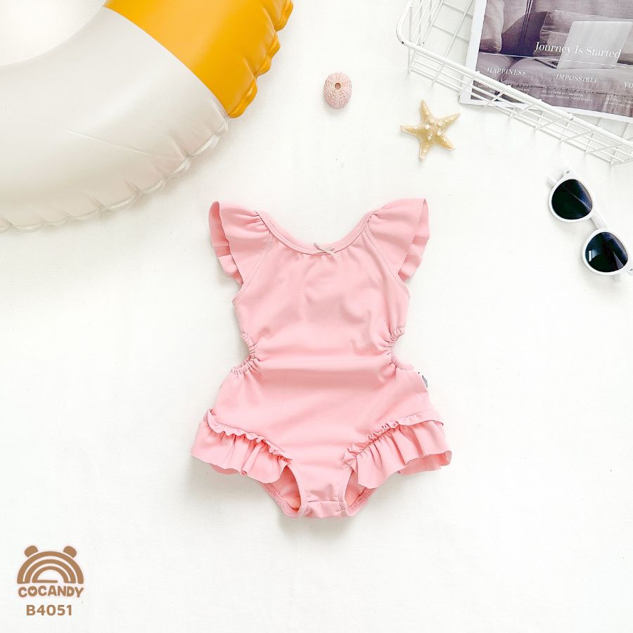 Bộ bơi cộc HỒNG TRƠN tay cánh tiên khoét eo_thumbnail_4