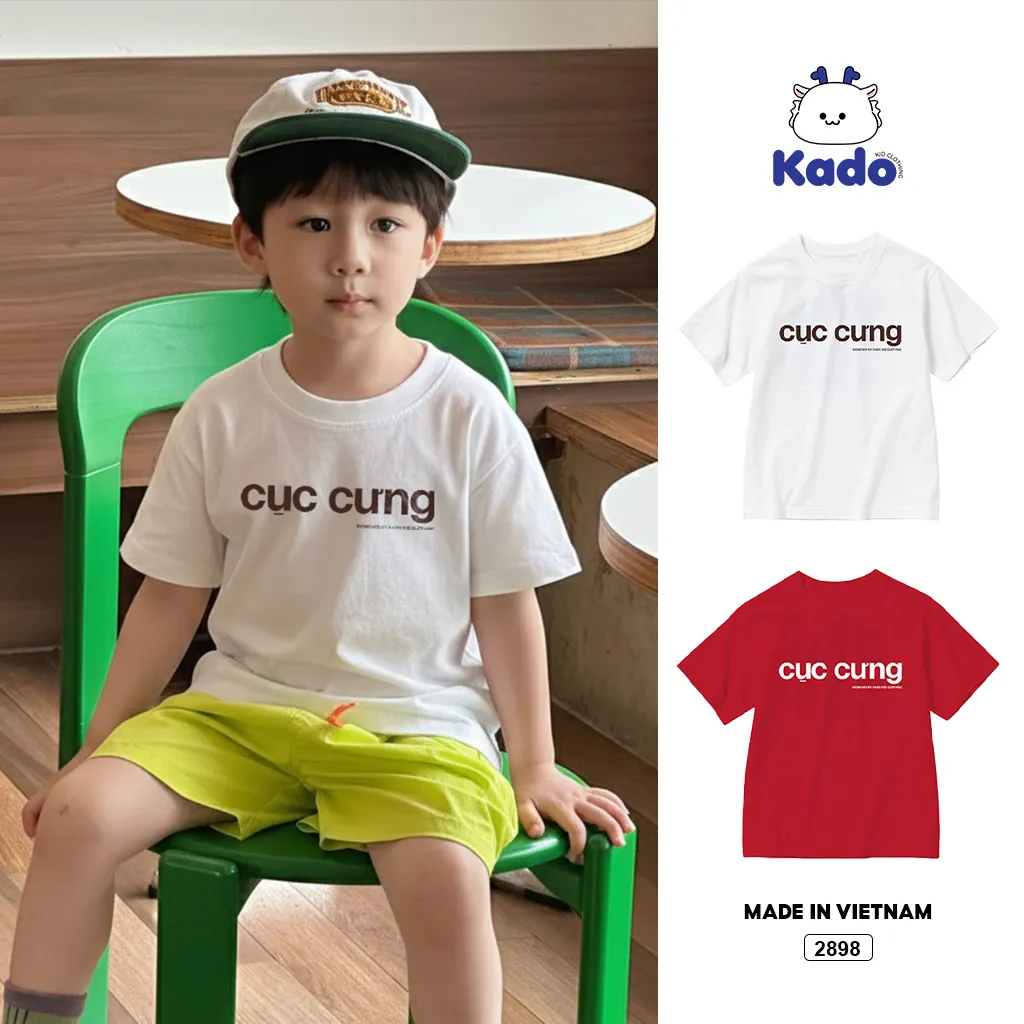 Áo thun kid basic form rộng Kado vải cotton thoáng mát thoải mái cả ngày in typography 2898