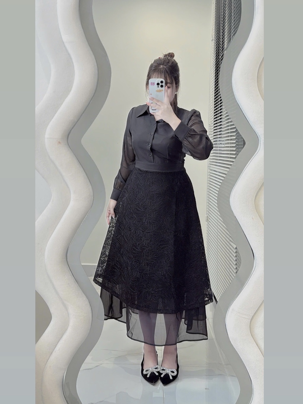 Đầm dáng dài phối ren kiểu bigsize DA156 dành cho nàng mũm mĩm từ 55-95kg_thumbnail_7