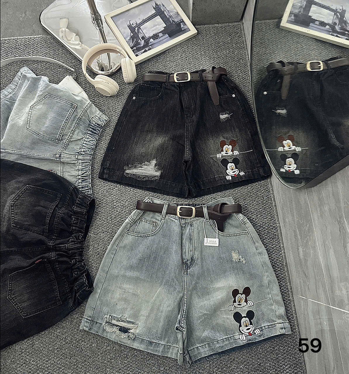 Quần short lửng lưng thun thêu chuột bigsize QSJ59 dành cho nàng từ 55-90kg_thumbnail_6