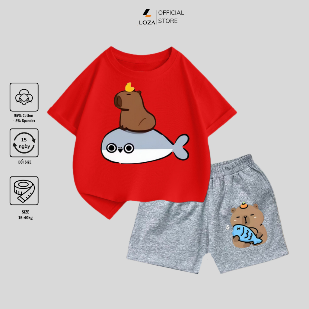 Bộ đồ bé trai in hình Capybara cưỡi cá heo - Loza Kids SB107_thumbnail_6