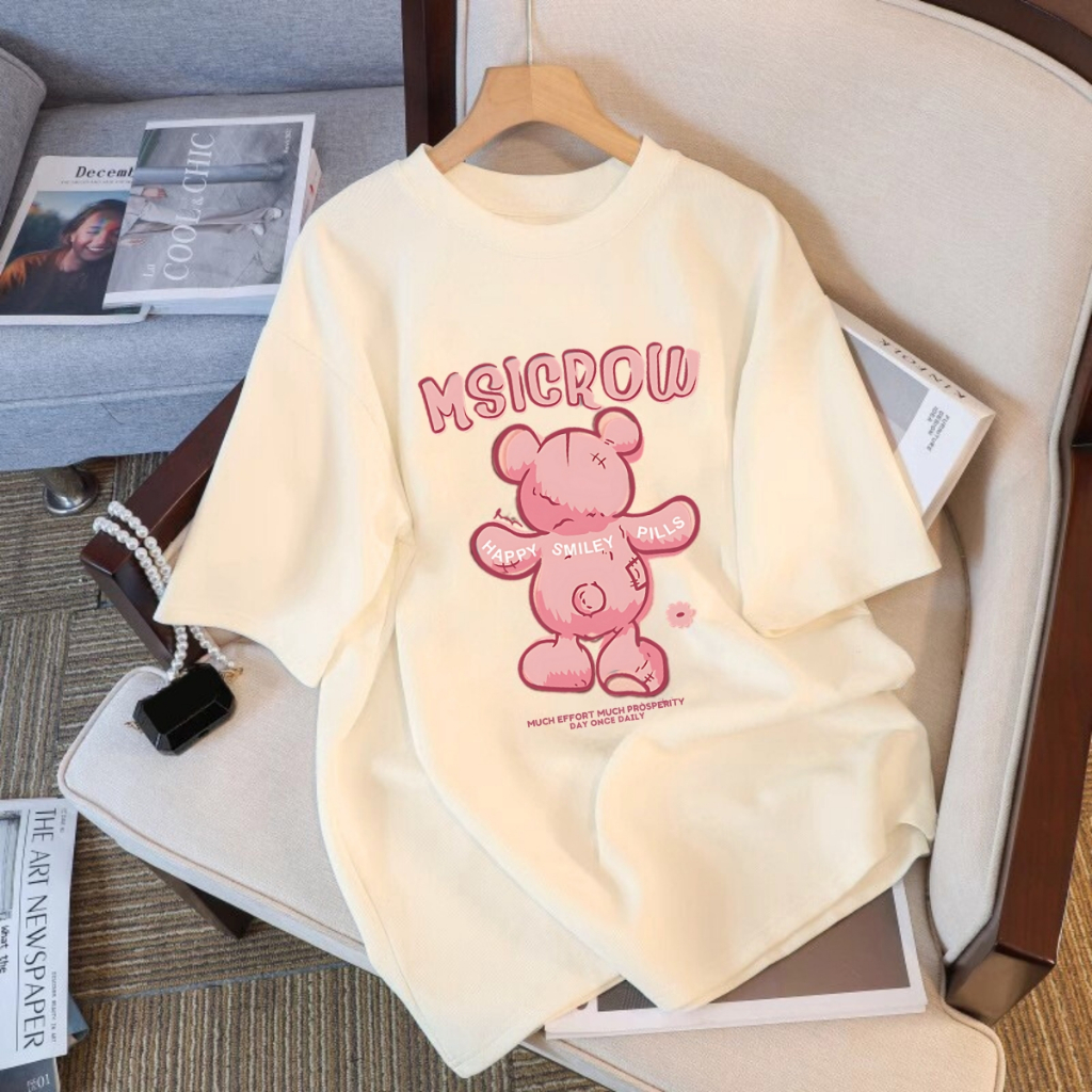 Áo phông nữ form rộng hình Gấu Hồng MSICROW local brand WE TEE - WU1009_thumbnail_1