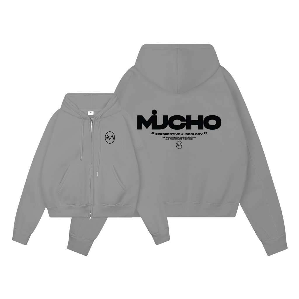 Áo hoodie zip form boxy local brand vải nỉ bông dày dặn khóa kéo HXD1593 Miucho in typography_thumbnail_7