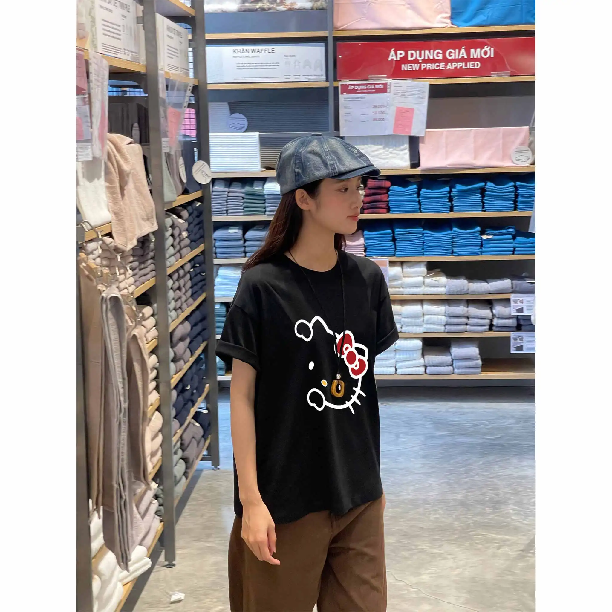 Áo thun nữ form boxy Miucho vải cotton thoáng mát mềm mại nhiều màu Hello Kitty in mix 2775_thumbnail_9