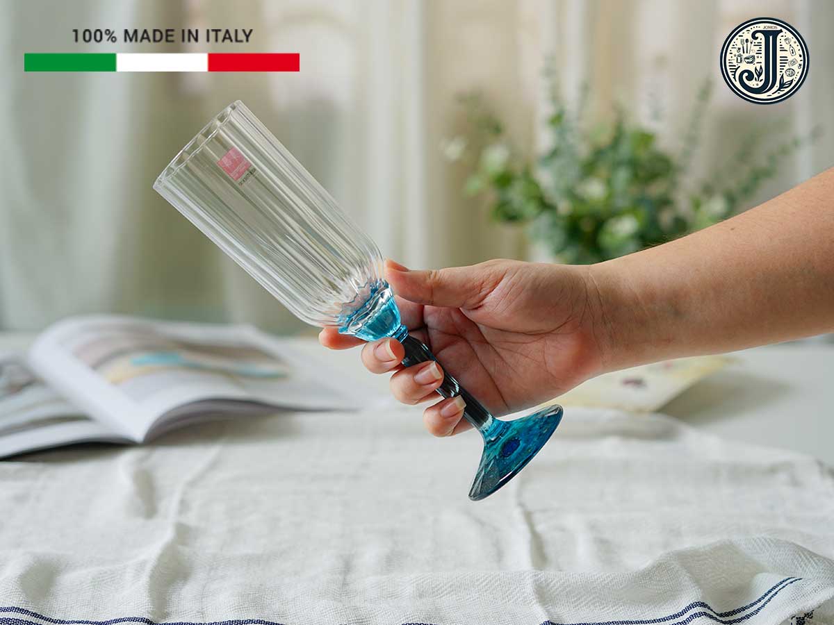 J000197 Florian ly thủy tinh cao cấp sang trọng 210ml màu xanh (sọc)_thumbnail_1