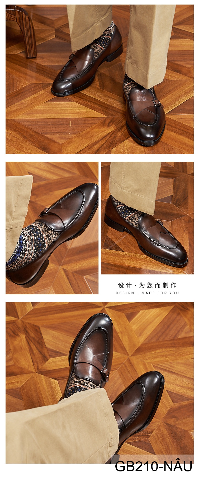 GB210 - Giày Loafer Nam Da Bò Pháp Phong Cách Anh Quốc Đế Cao Su Thoáng Khí_thumbnail_14