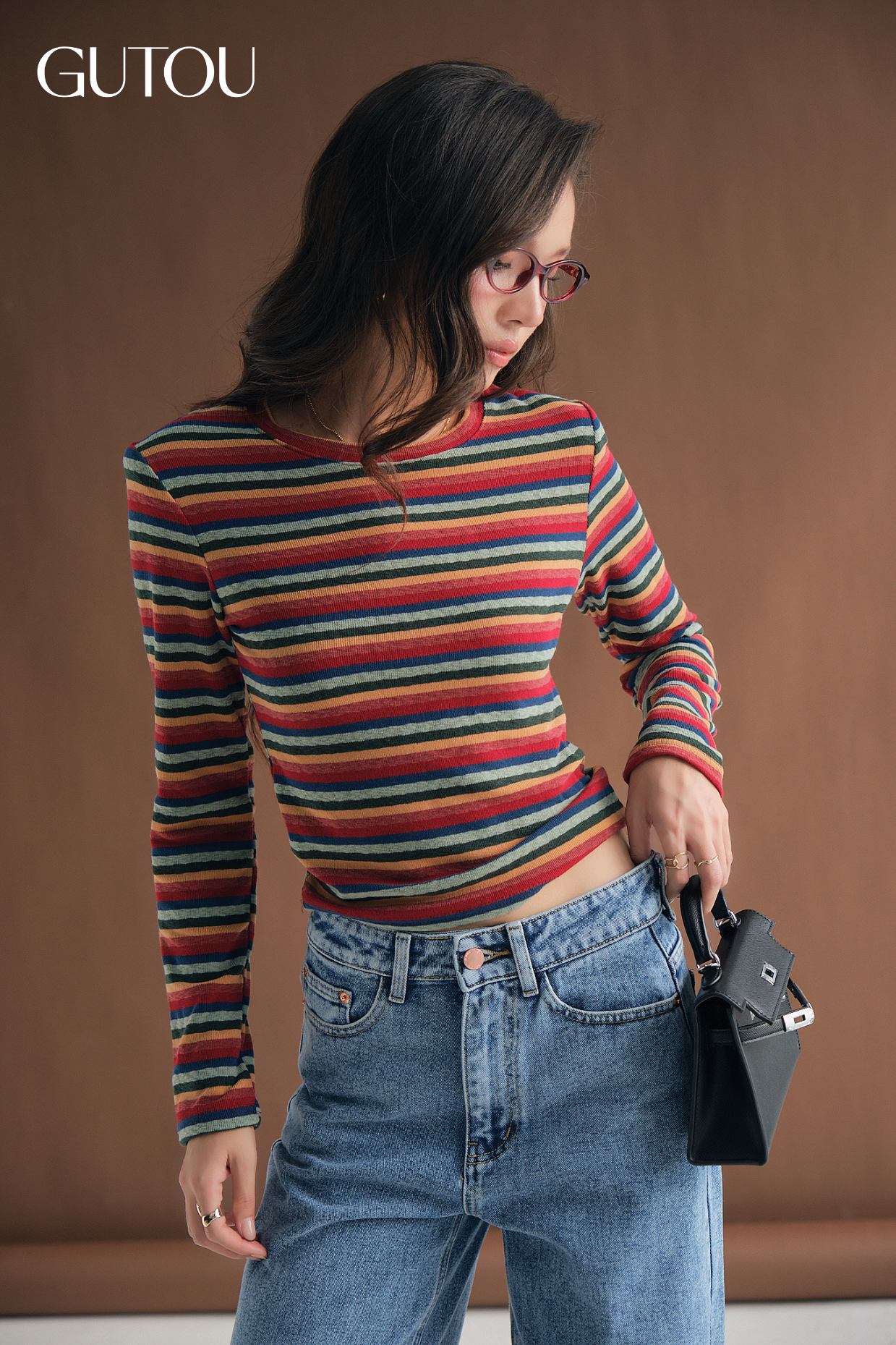 [ GUTOU ] Áo Thun Dài Tay Echo Stripe Top_thumbnail_4