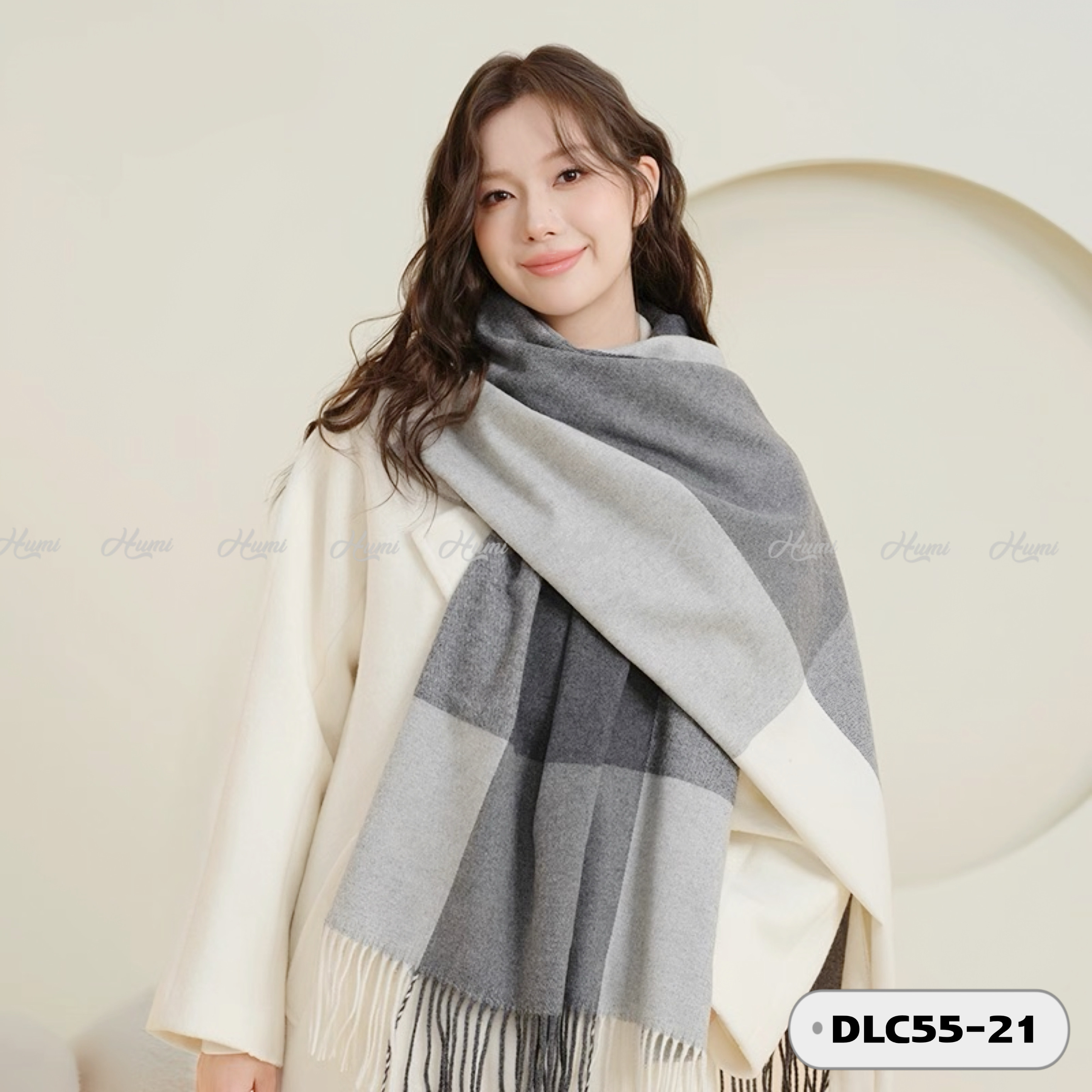 KHĂN DẠ LEN CAO CẤP (DLC55-21 Xám đậm)