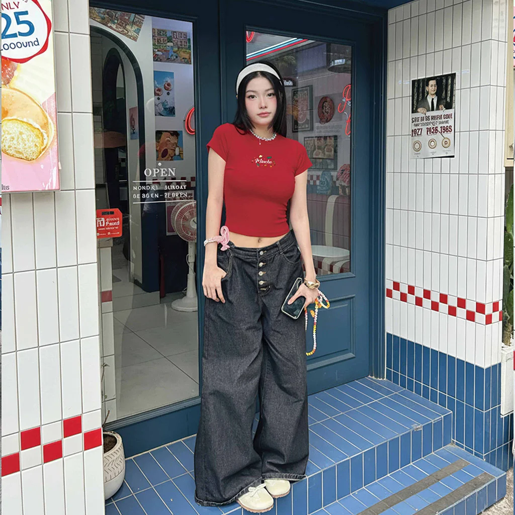 Áo baby tee nữ ôm body Miucho vải visco thoáng mát tôn dáng tay ngắn cổ tròn in mix 3003_thumbnail_6