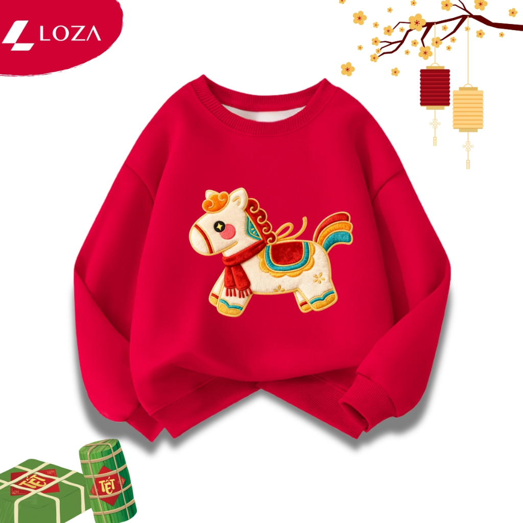 Áo sweater bé trai, bé gái  in ngựa Tết 2026 - Loza Kids IN025_thumbnail_0