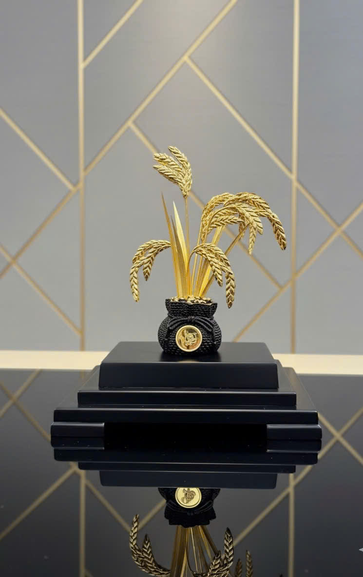 Chậu bông lúa mạ vàng 24k 