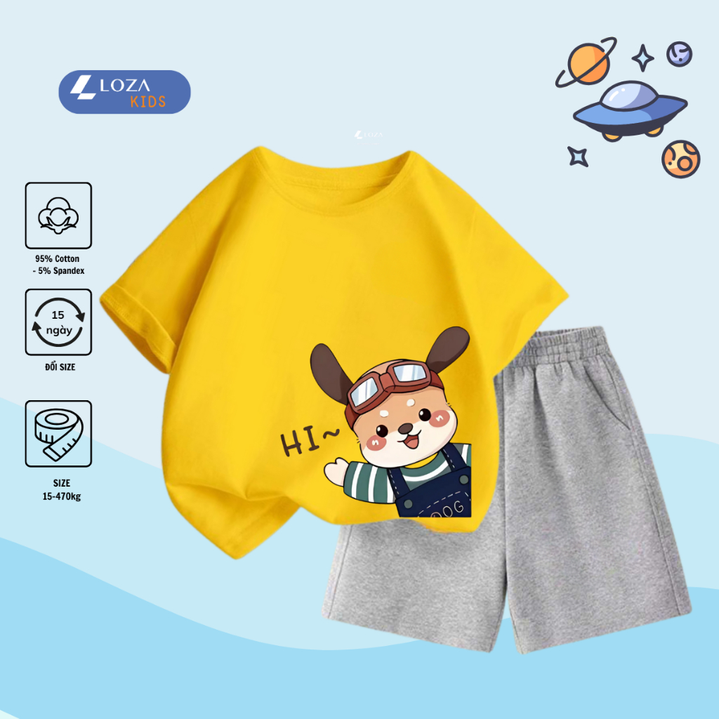 Bộ đồ  bé trai in hình gấu Hi -  Loza Kids SB235_thumbnail_2