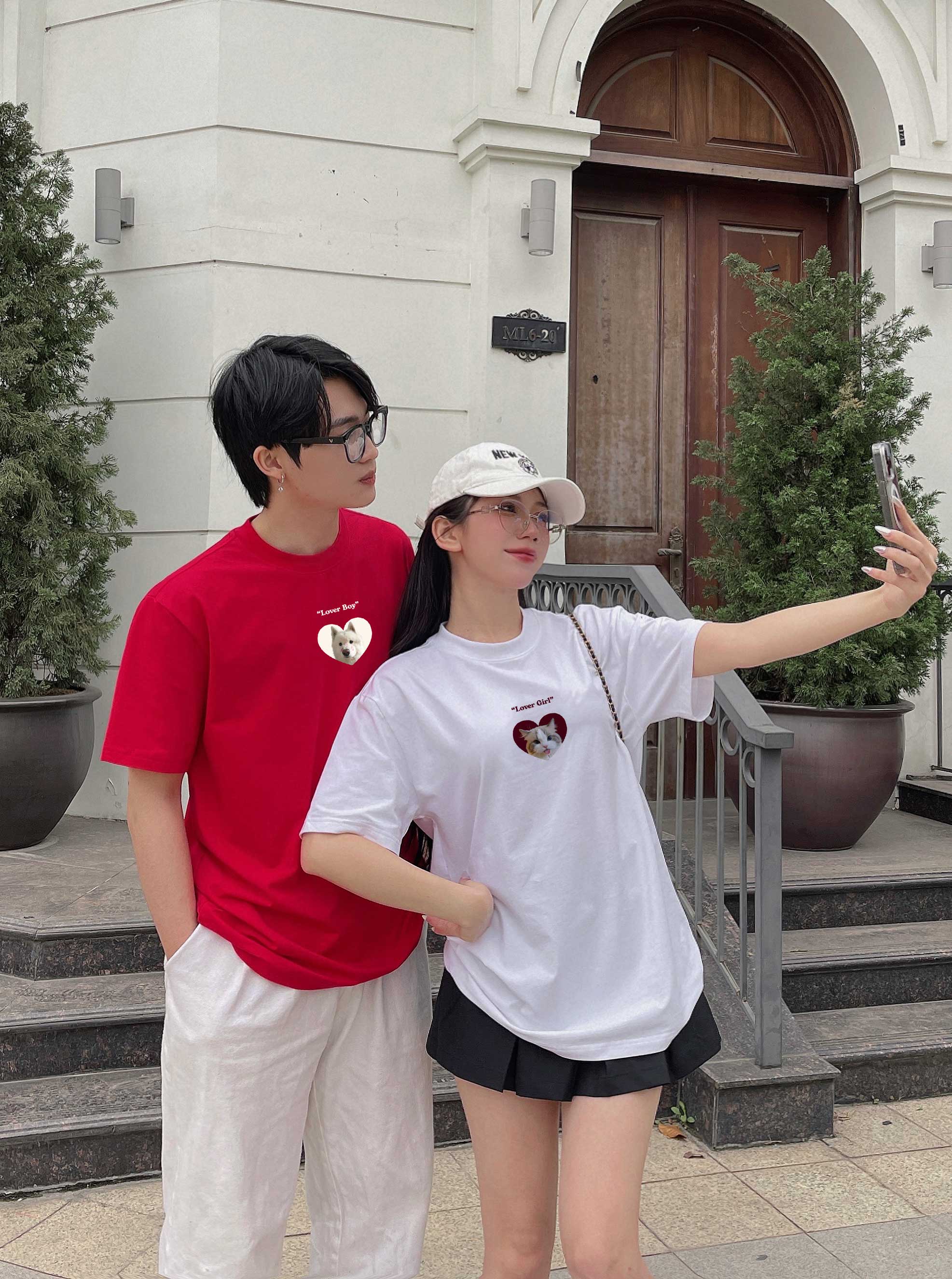 Áo thun cặp nam nữ LOVER form rộng 1956 Miucho cổ tròn vải 4c cotton 220gsm thoáng mát in mix_thumbnail_4