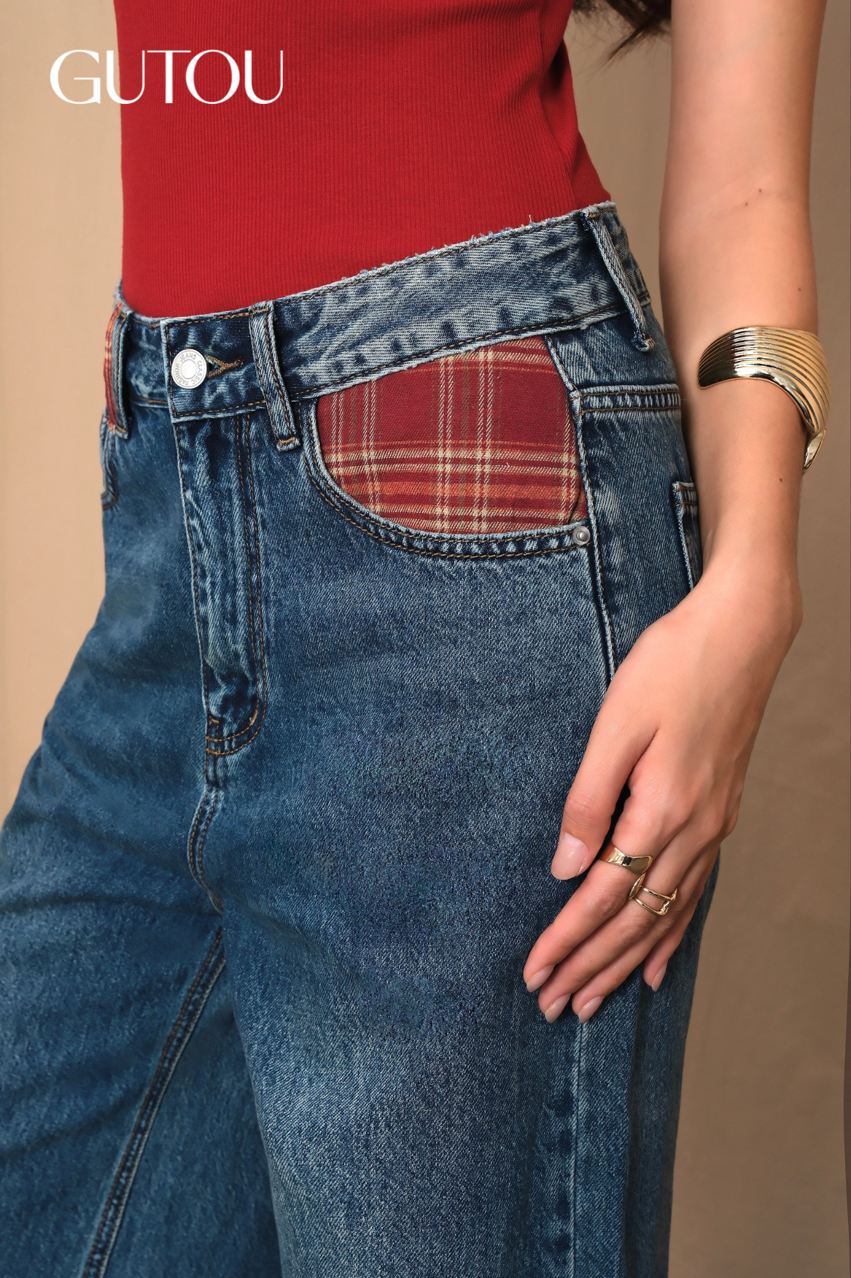 [ GUTOU ] Quần Jeans Suông The Preppy (Túi Caro)_thumbnail_8