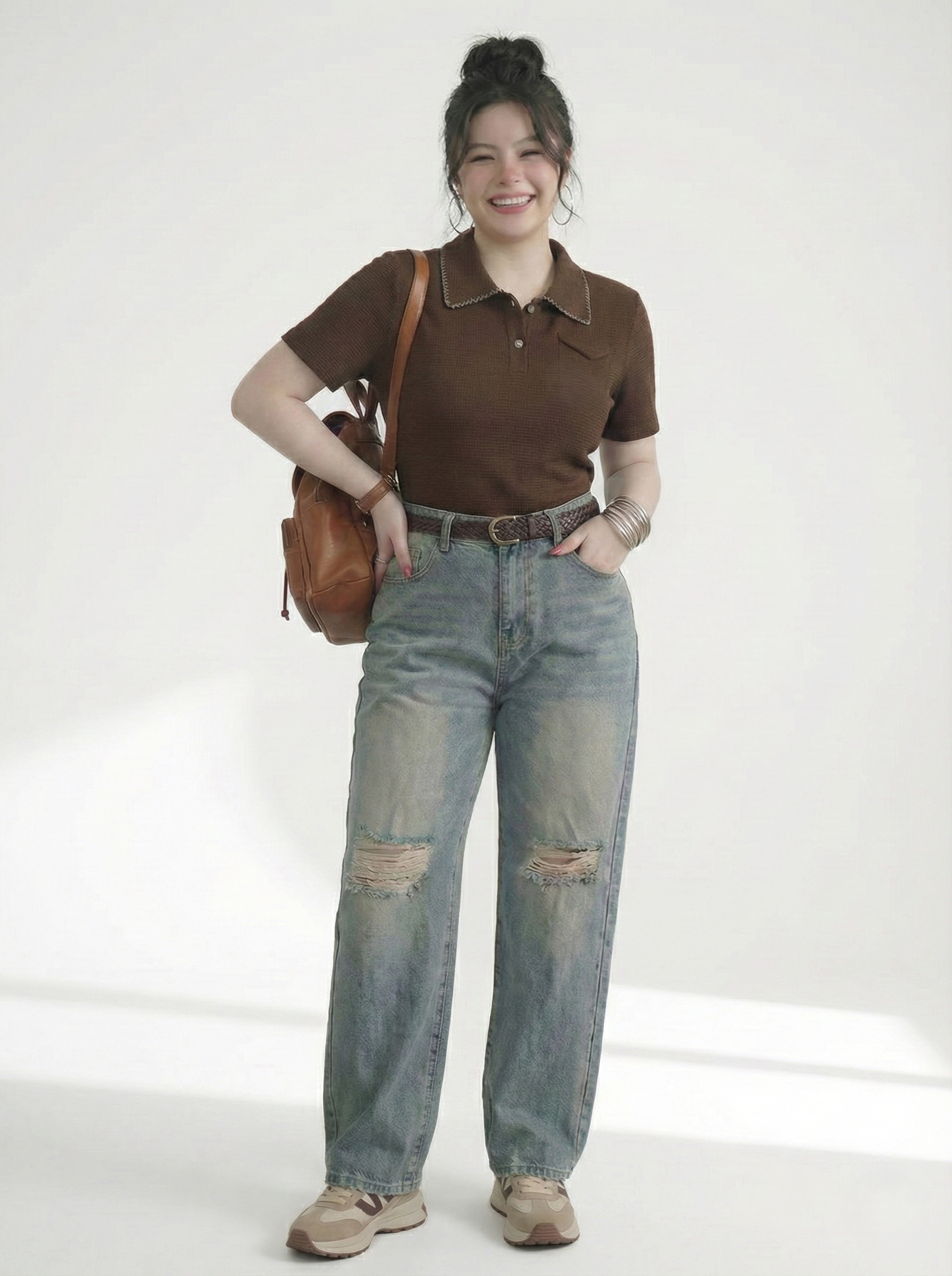 Quần baggy lưng thun rách kiểu bigsize QJ360 dành cho nàng béo mập từ 55-90kg